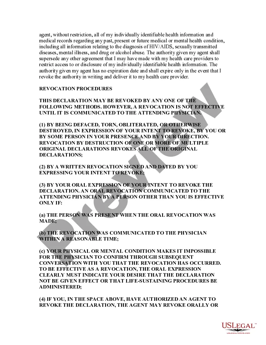 Preview Declaration of Desire of Natural Death - Similar to Living Will