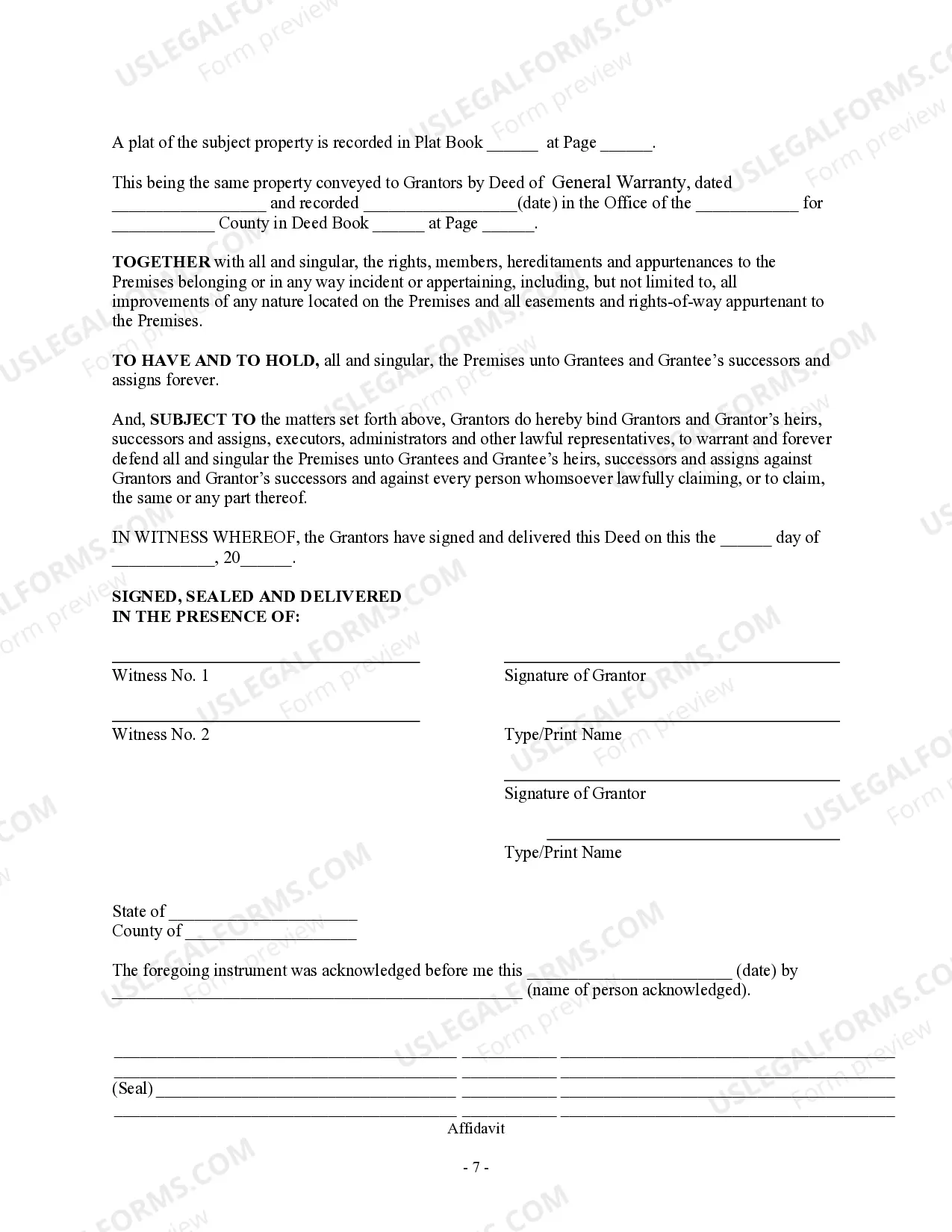 Preview General Warranty Deed - Husband and Wife to Four Individuals