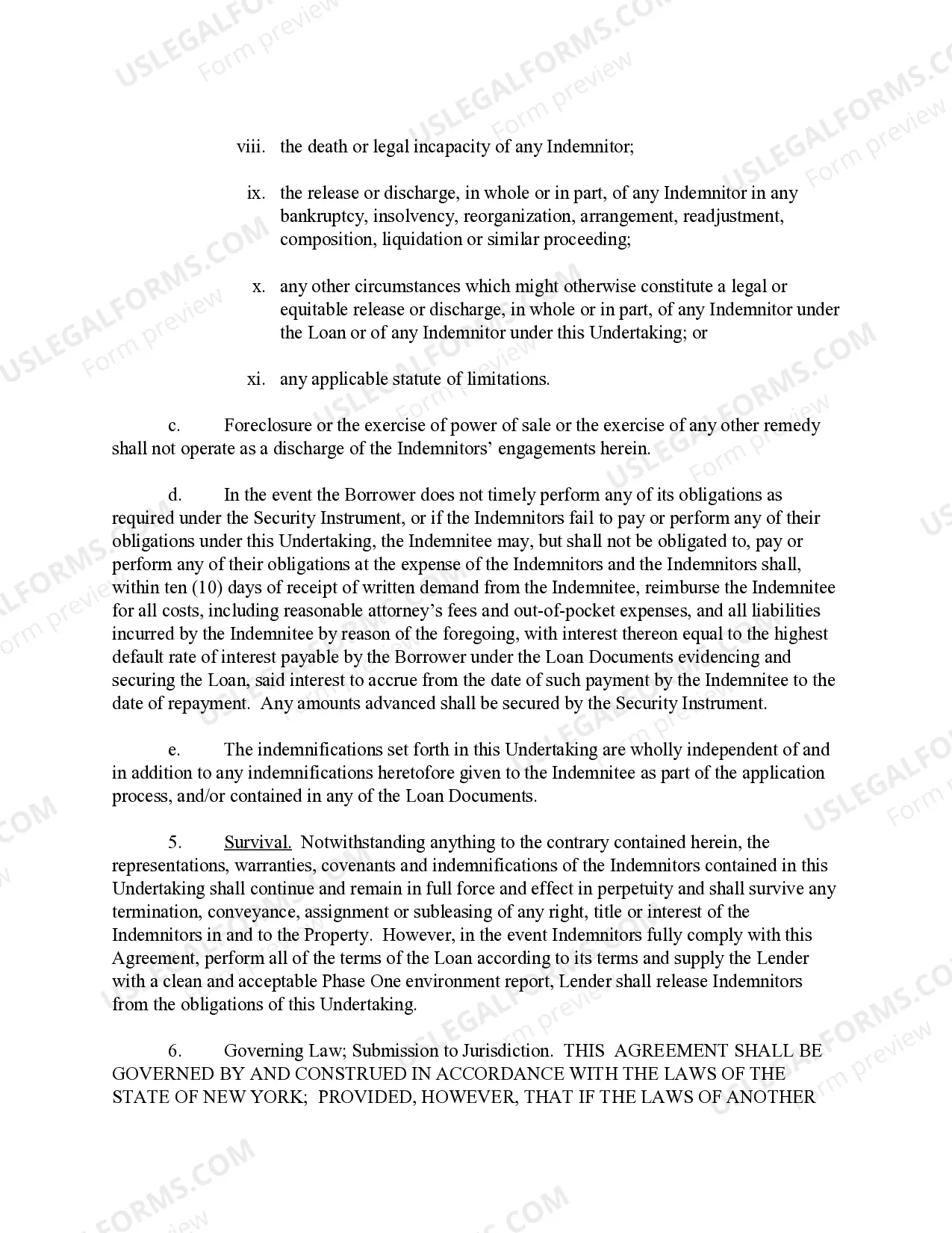 Preview Environmental Compliance and Indemnification Undertaking