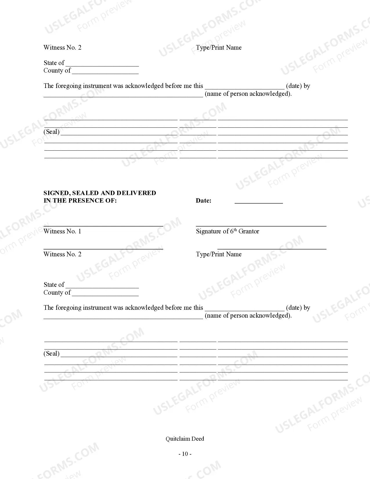 Preview Quitclaim Deed - Eight 8 Grantors to an individual Grantee