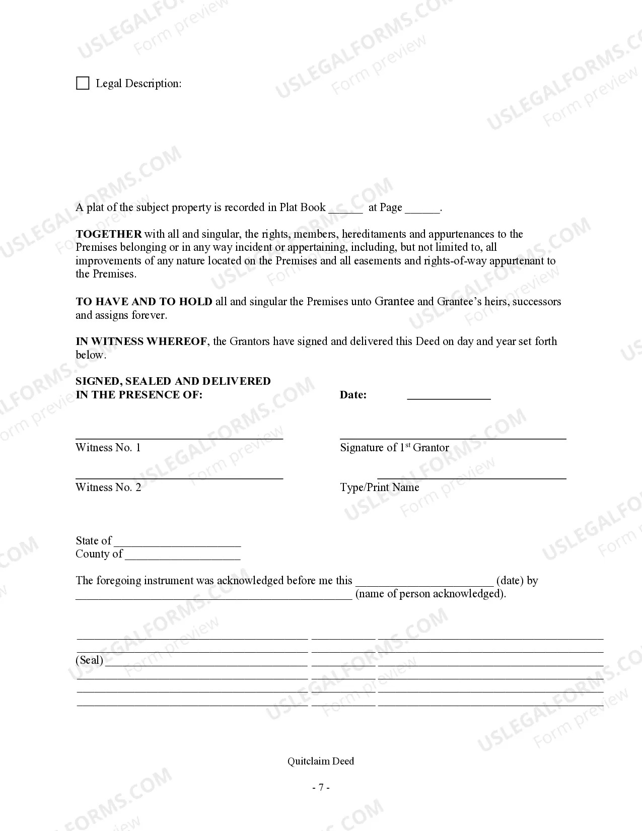 Preview Quitclaim Deed - Eight 8 Grantors to an individual Grantee