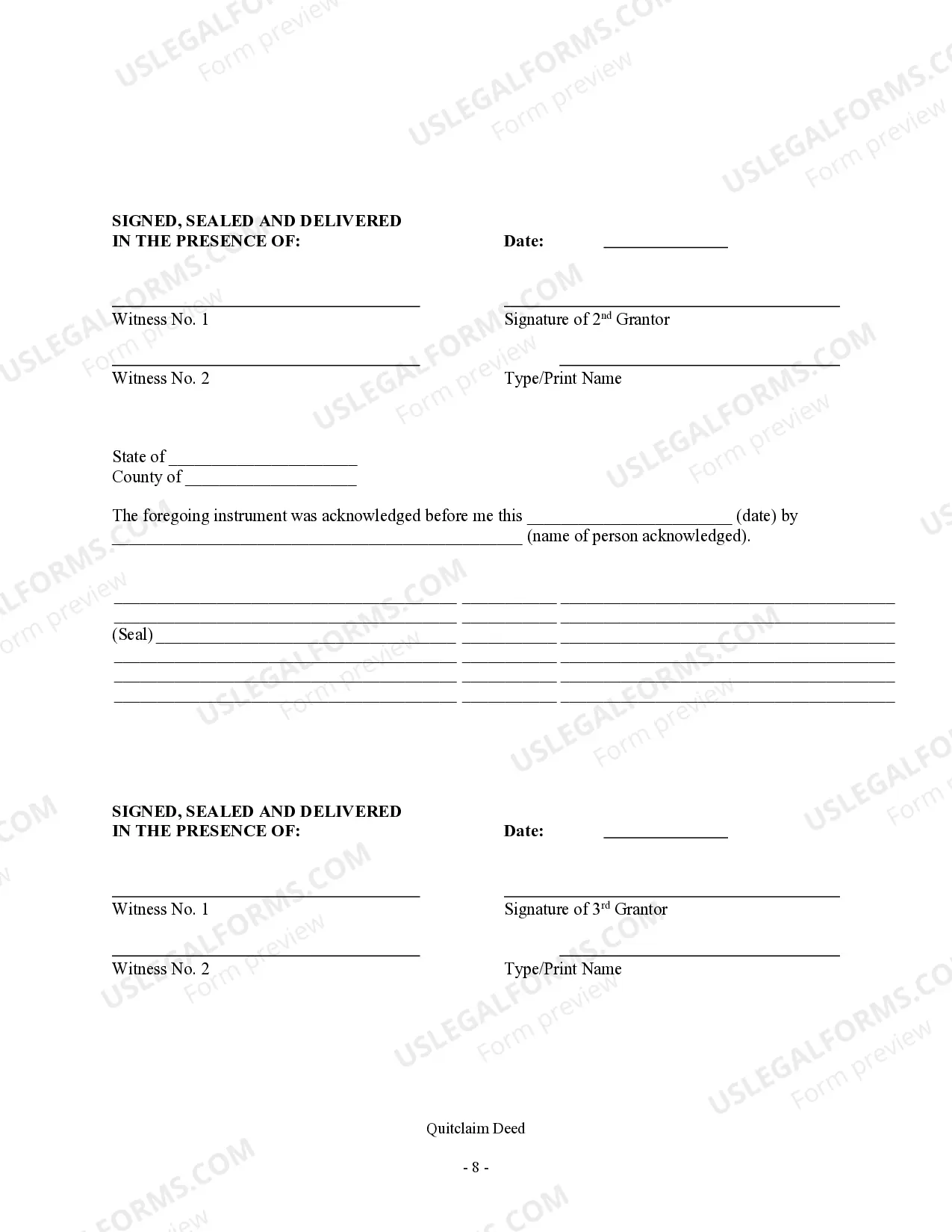 Preview Quitclaim Deed - Eight 8 Grantors to an individual Grantee