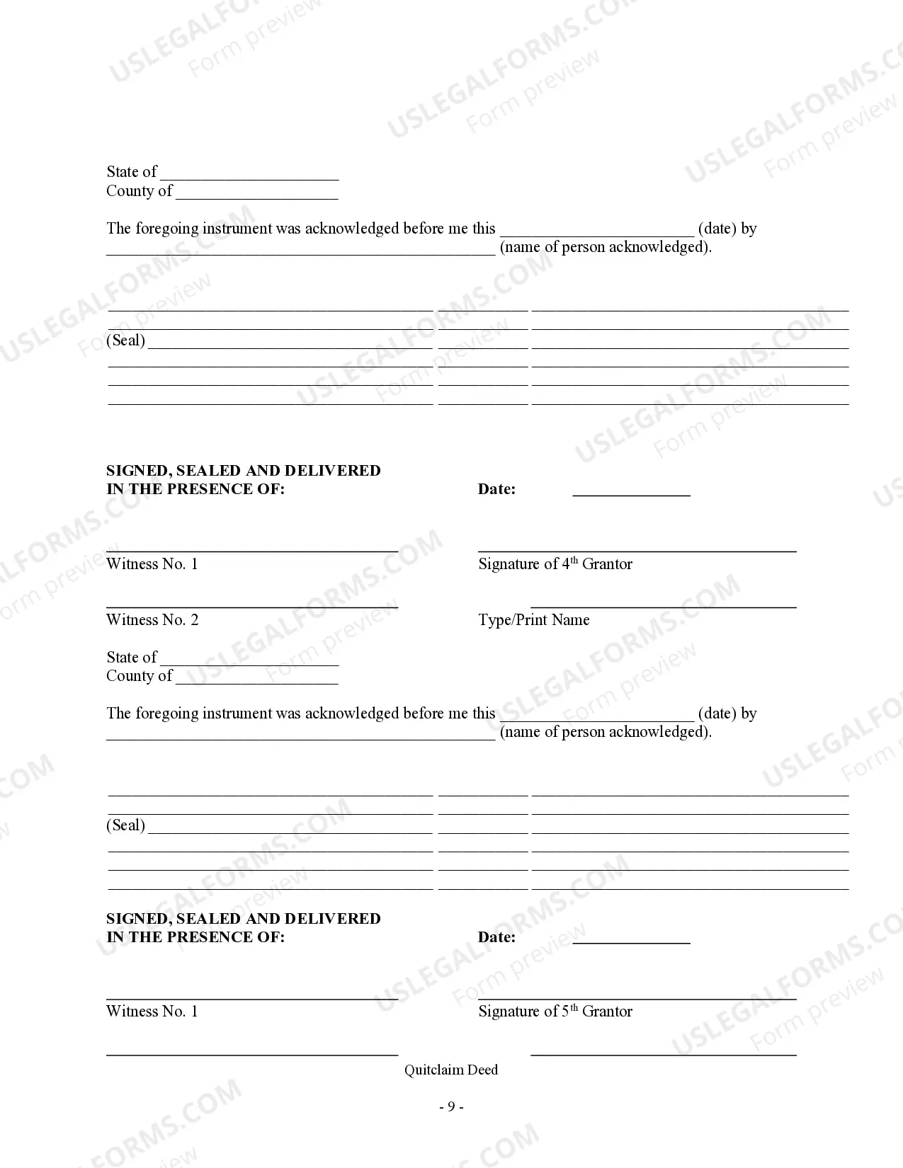 Preview Quitclaim Deed - Eight 8 Grantors to an individual Grantee