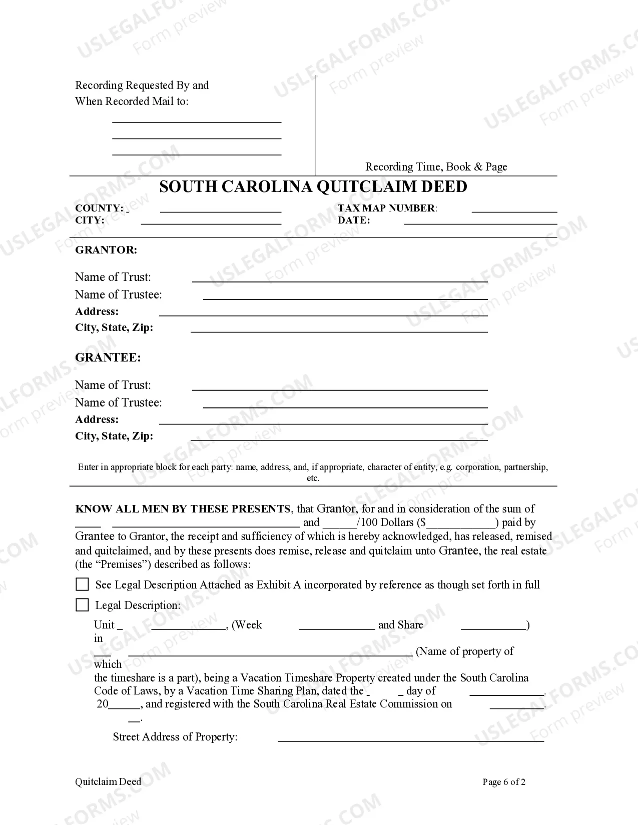 Preview Quitclaim Deed - Timeshare - Trust to a Trust