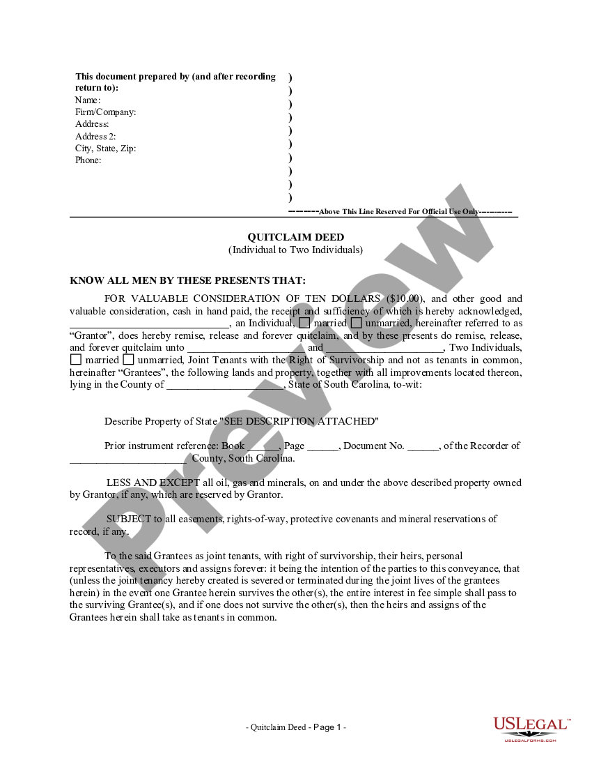 Joint tenancy quit claim deed form for fill out us legal forms