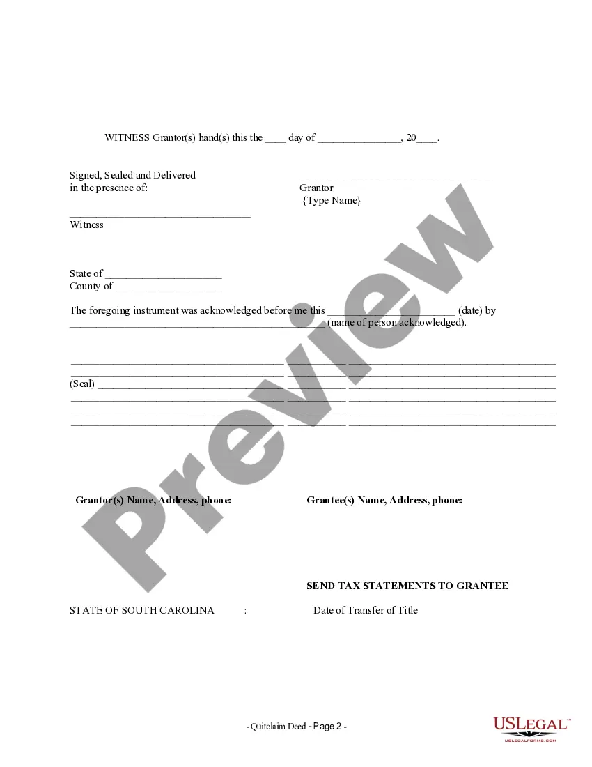 Preview Quitclaim Deed from Individual to Two Individuals in Joint Tenancy