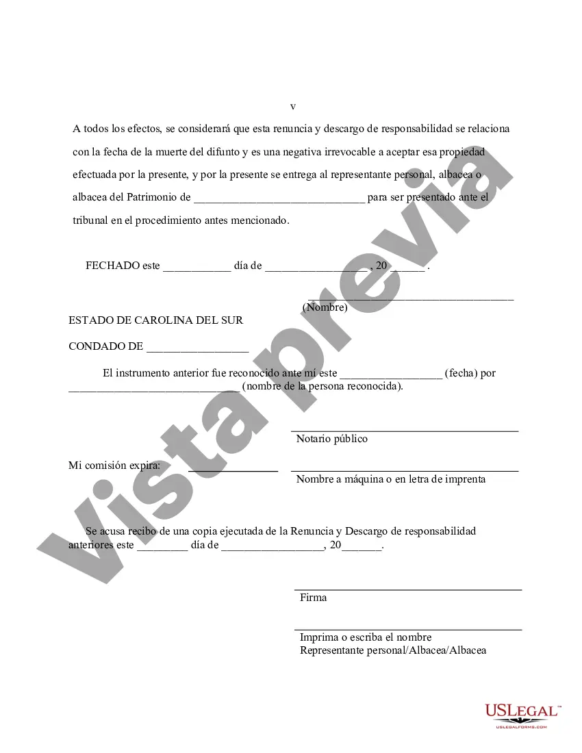 Preview Renuncia y renuncia de propiedad del testamento por testamento
