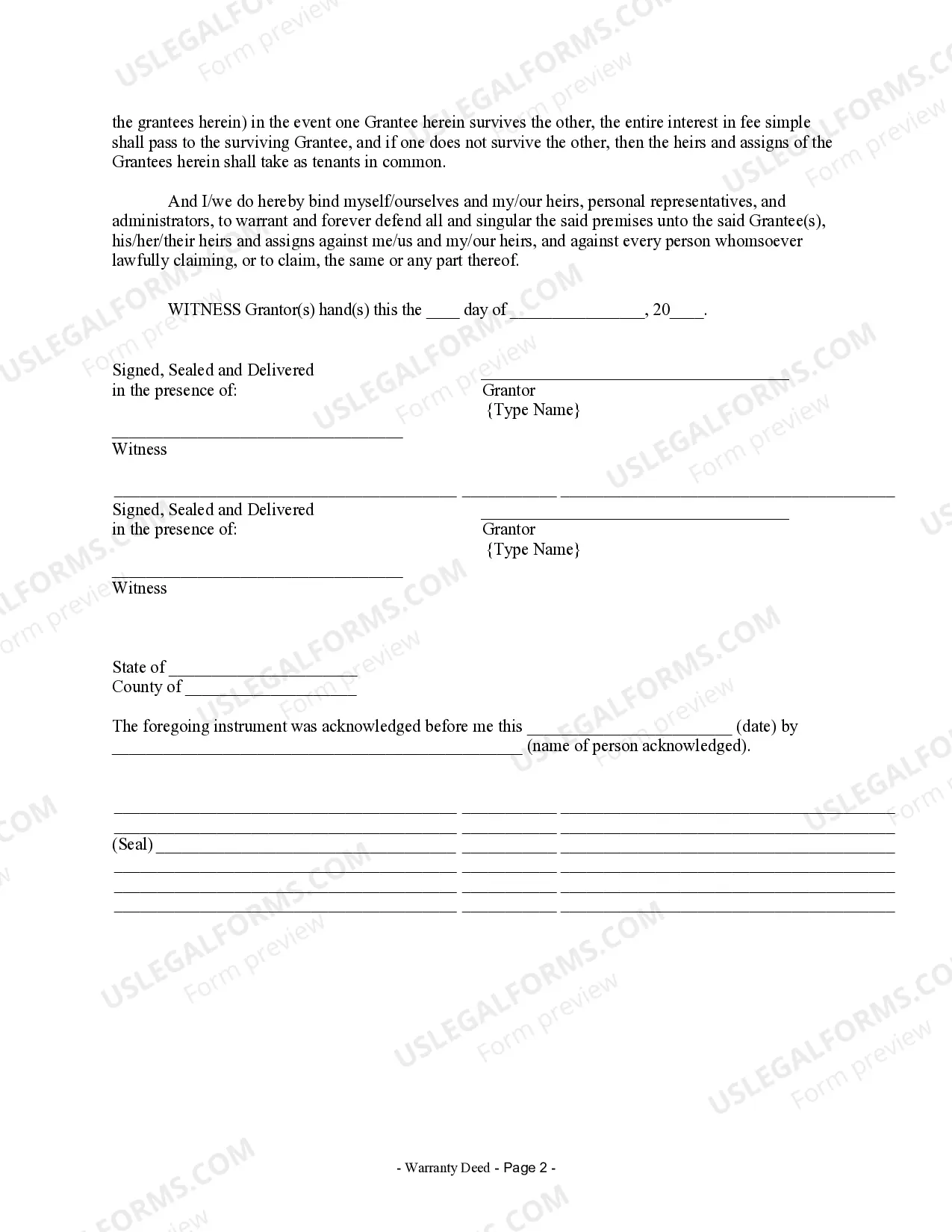 Preview Warranty Deed from two Individuals to Husband and Wife