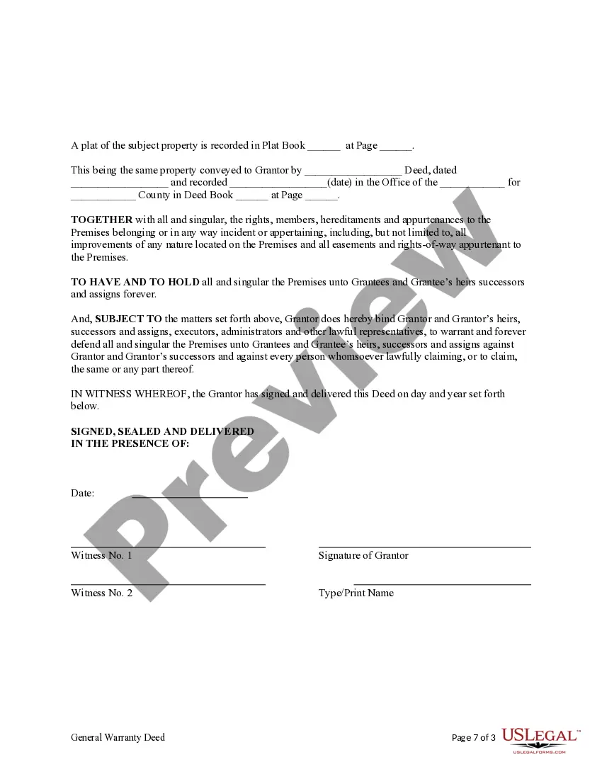 Preview Warranty Deed from an Individual to Three Individuals