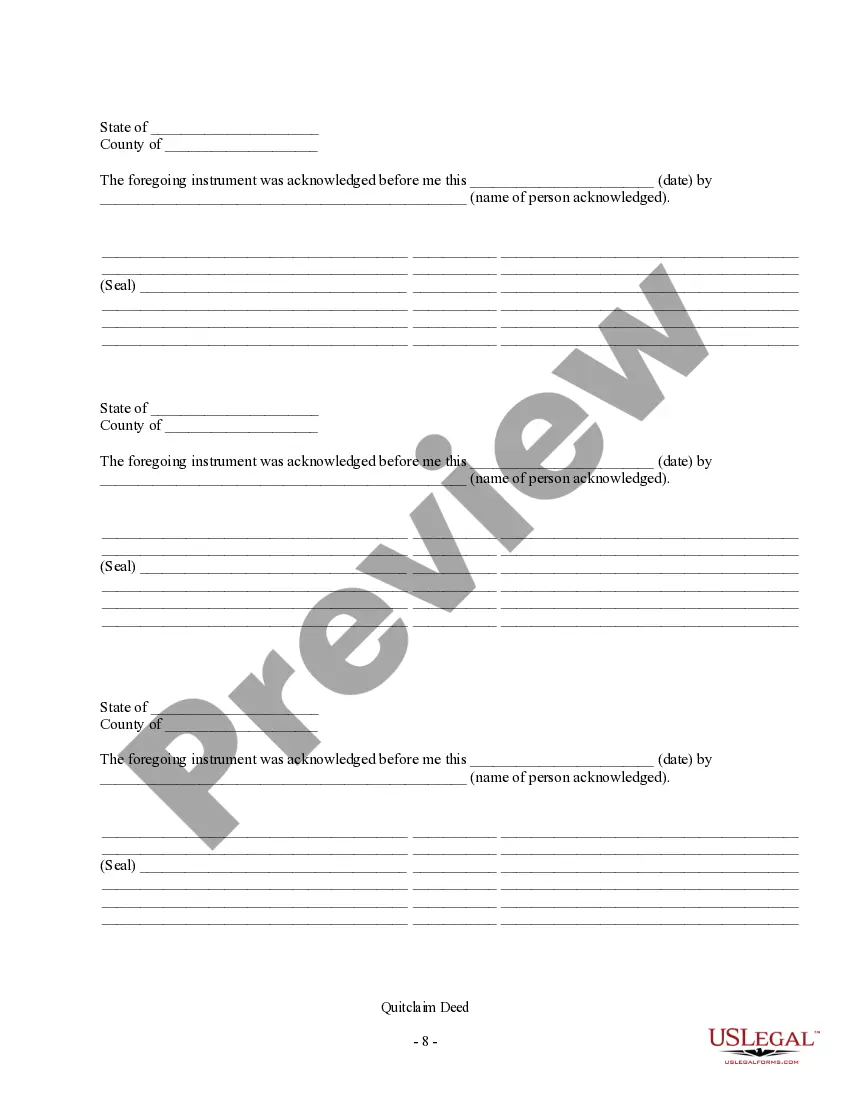 Preview Quitclaim Deed from Two Individuals/Husband and Wife to Individual