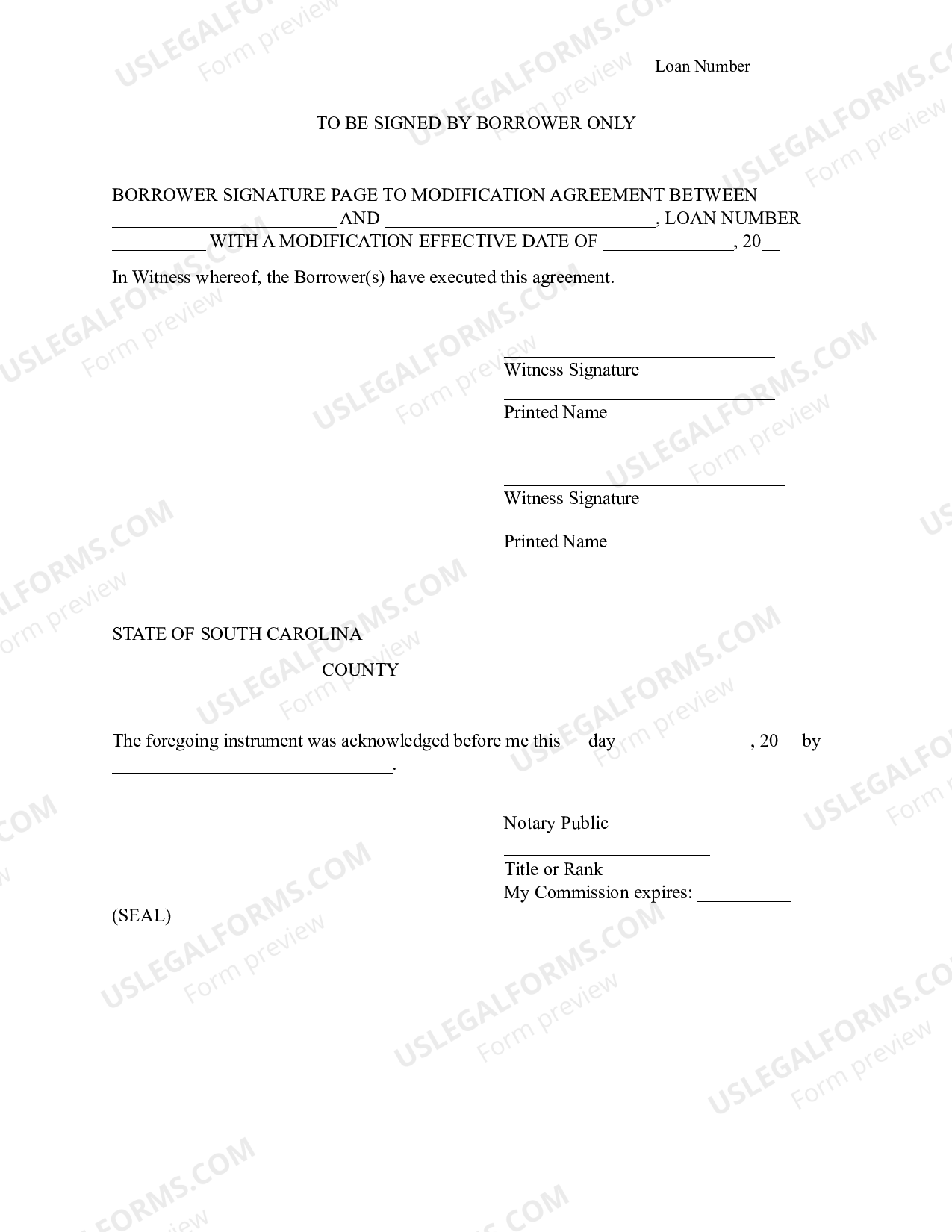 South Carolina Loan Modification Agreement US Legal Forms