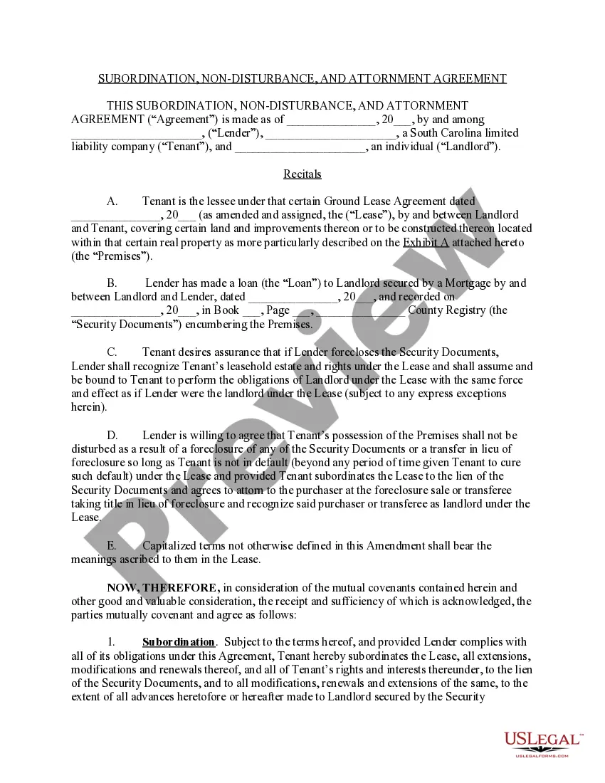 Get Subordination, Non-disturbance and Attornment Agreement Preview Subordination, Non-disturbance and Attornment Agreement