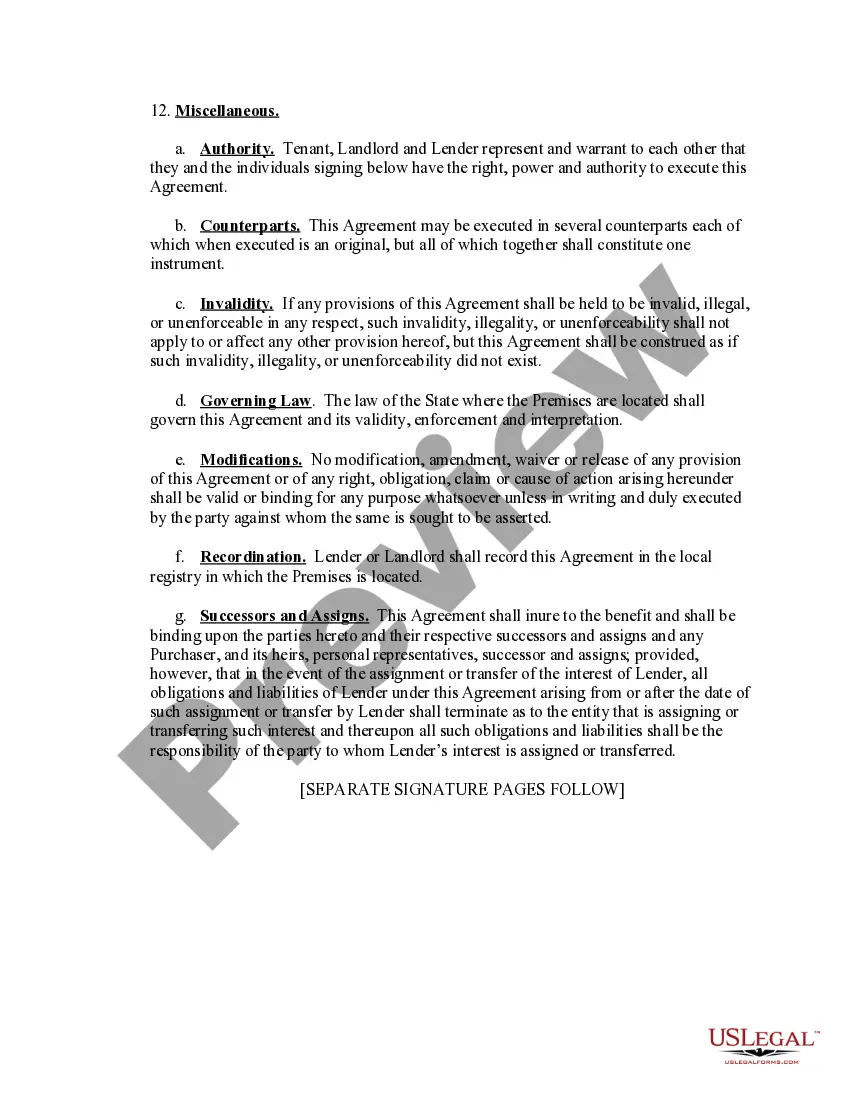 Get Subordination, Non-disturbance and Attornment Agreement Preview Subordination, Non-disturbance and Attornment Agreement