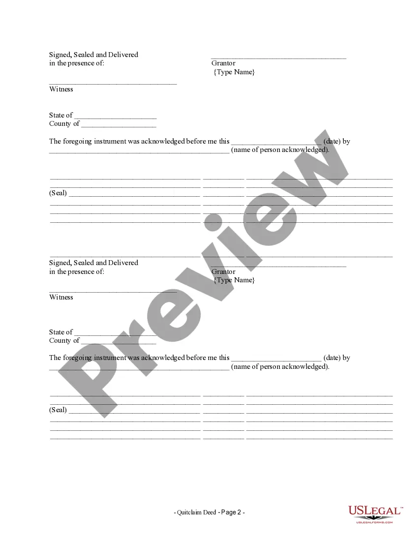 Preview Quitclaim Deed by Two Individuals to Corporation