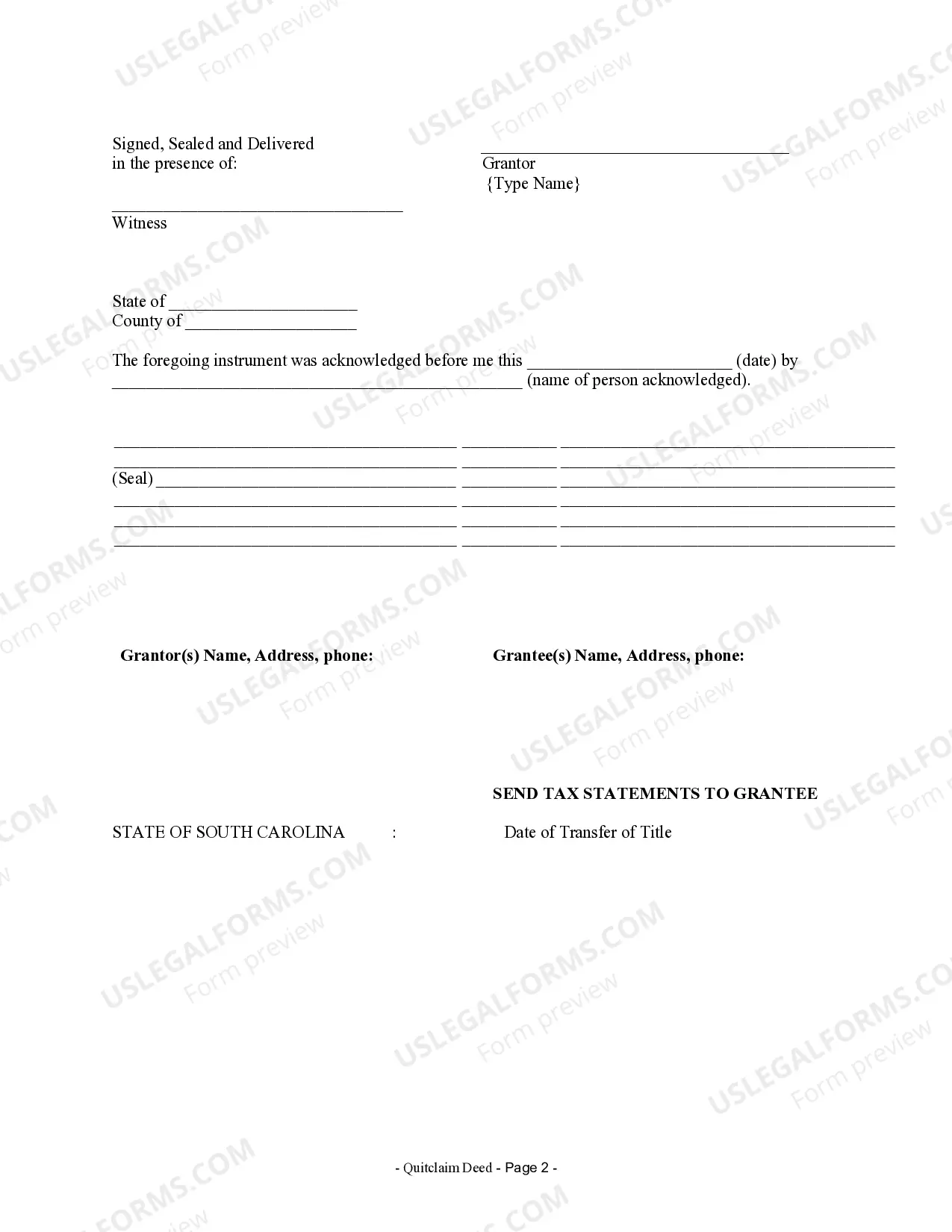 Preview Quitclaim Deed from Individual to Corporation