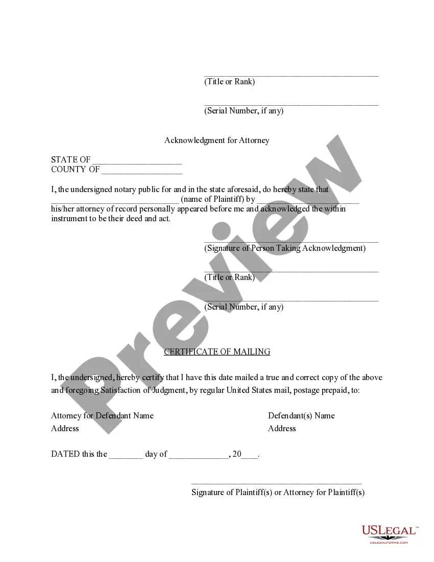 Preview South Carolina Satisfaction of Judgment