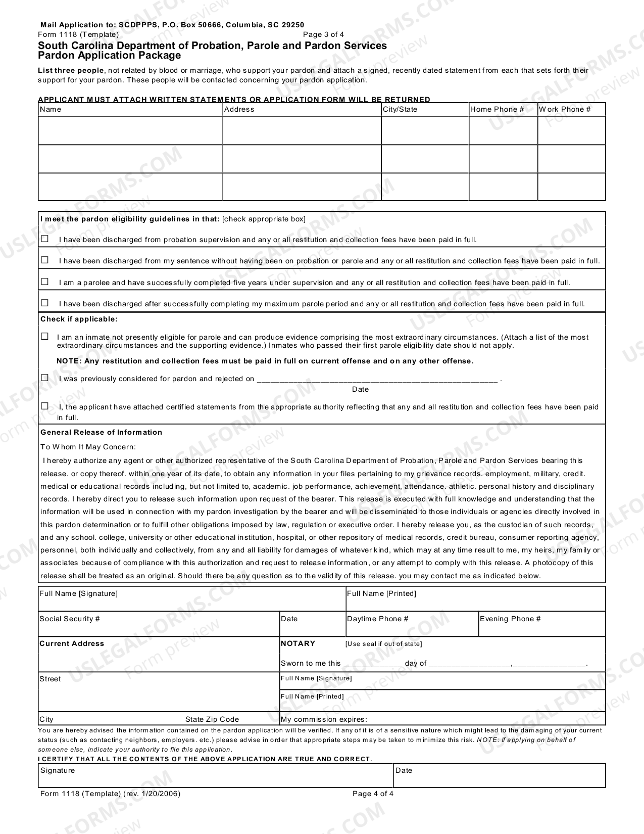 South Carolina Pardon Application Package Pardon Letter For Felony