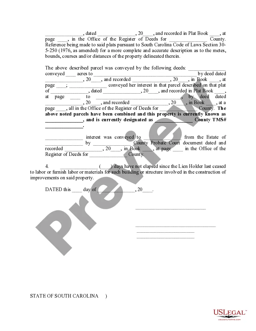 Preview Notice and Certificate of Mechanic's Lien