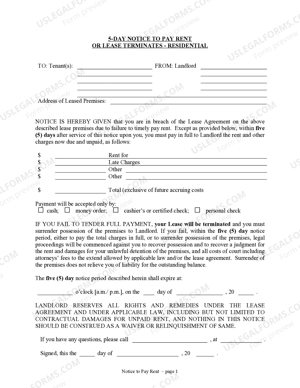 South Carolina Notice To Vacate Form | US Legal Forms