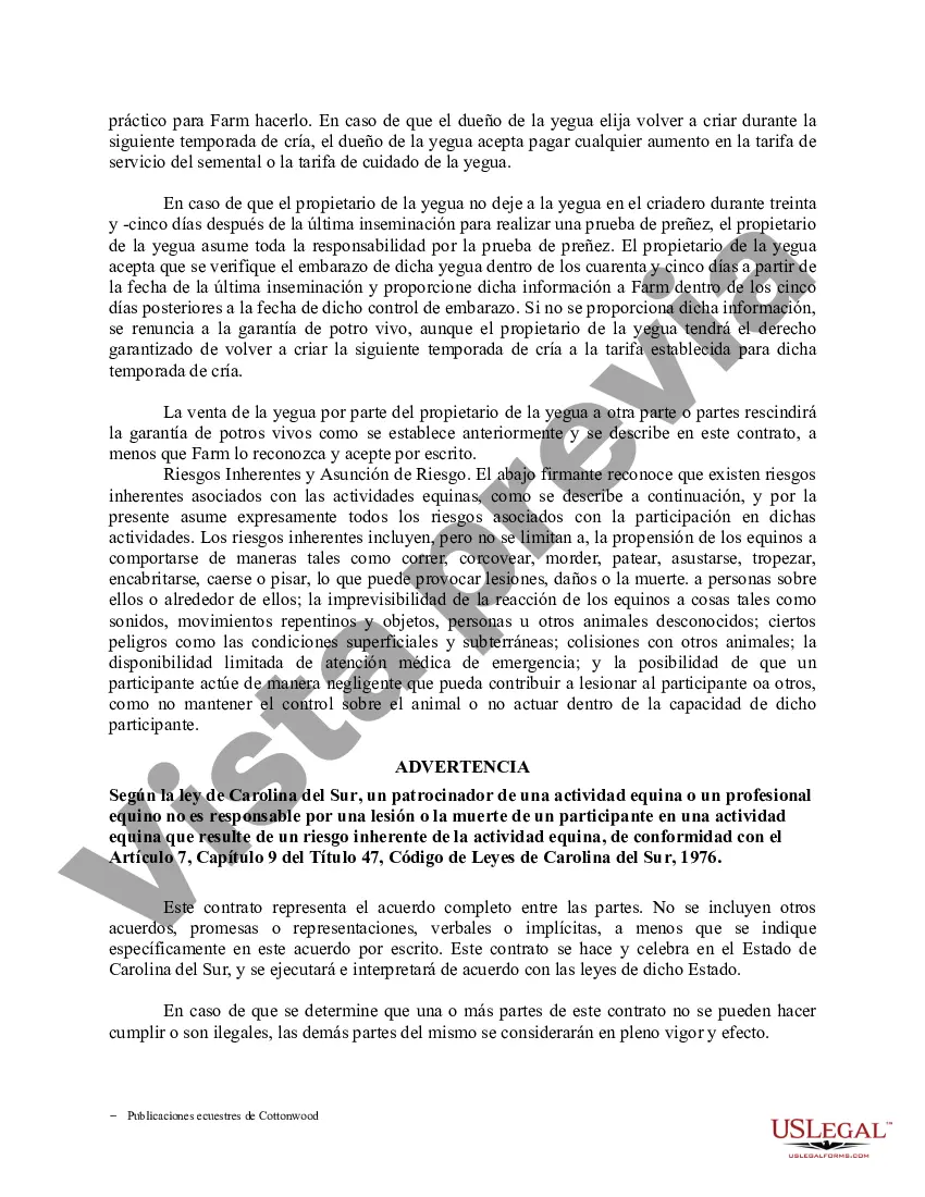 Preview Contrato de servicio de semental - Formularios equinos de caballos