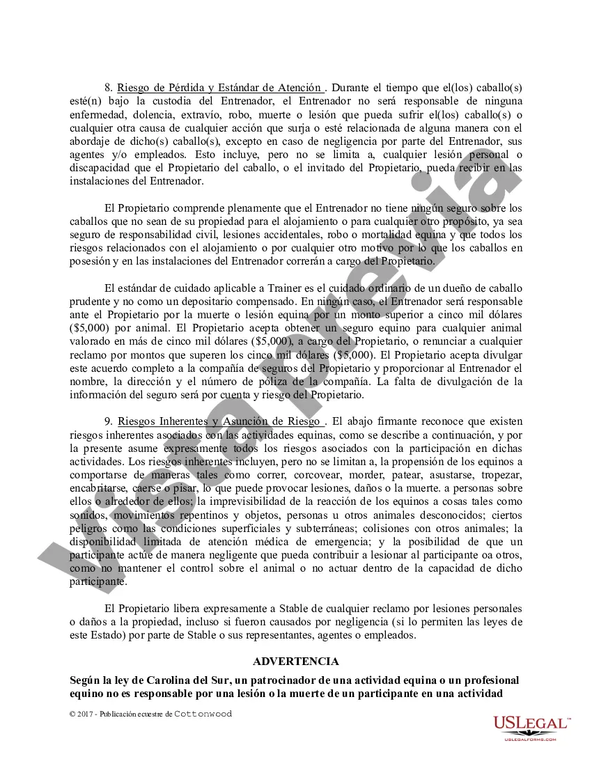 Preview Contrato de Entrenamiento - Caballo Equino Formas
