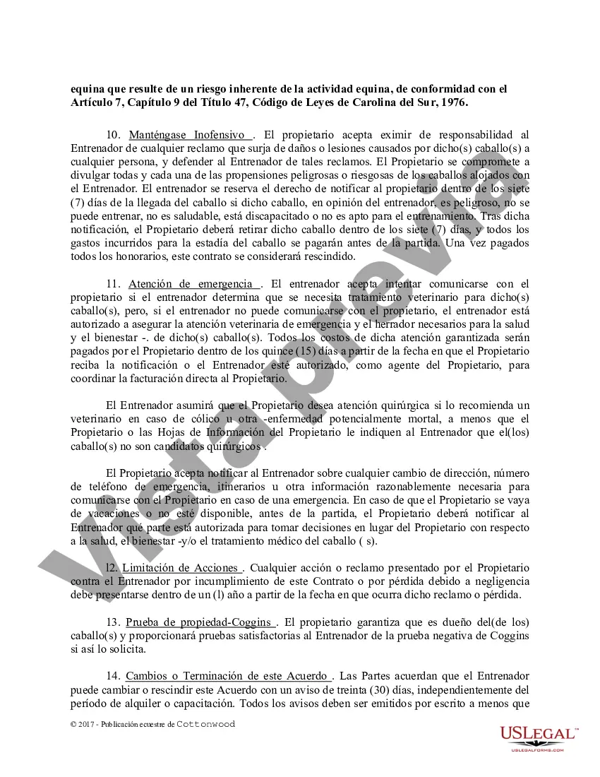 Preview Contrato de Entrenamiento - Caballo Equino Formas