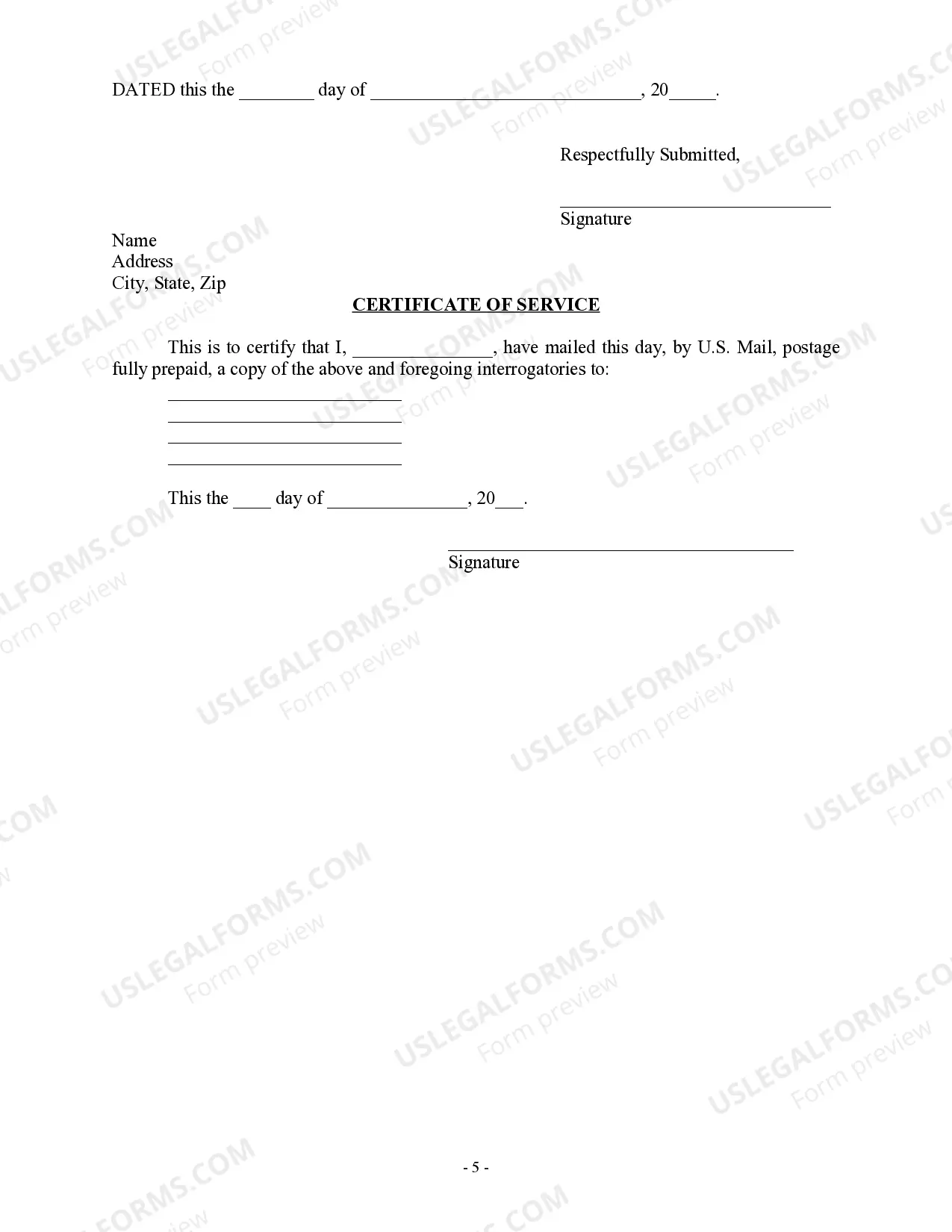 Preview Interrogatories to Plaintiff for Motor Vehicle Occurrence