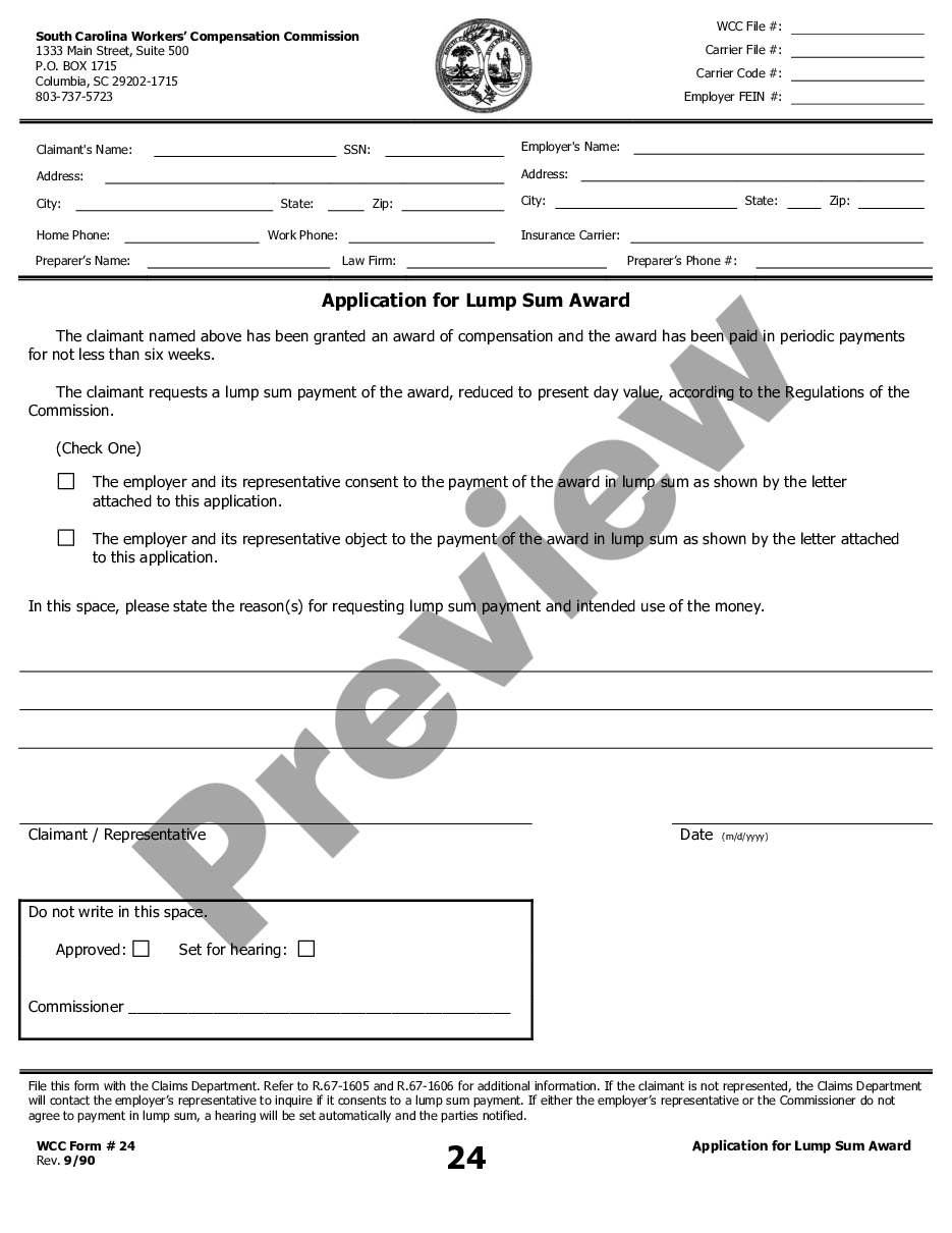 form Application for Lump Sum Award for Workers' Compensation preview