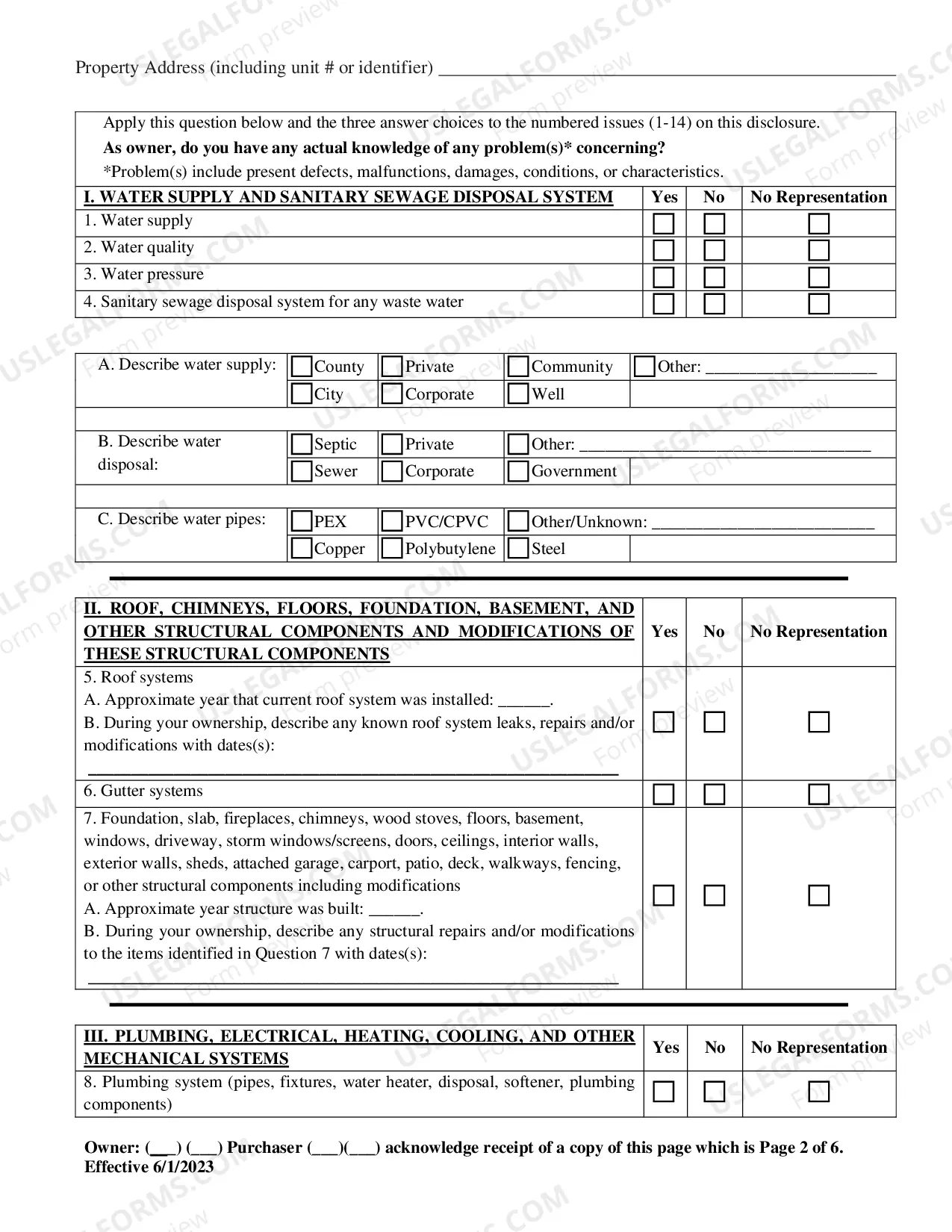 Preview Residential Real Estate Sales Disclosure Statement