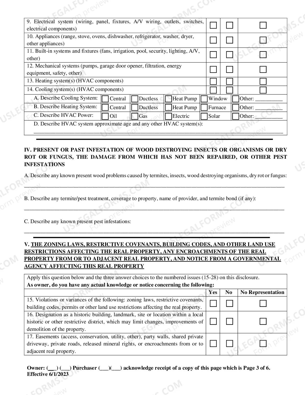 Preview Residential Real Estate Sales Disclosure Statement