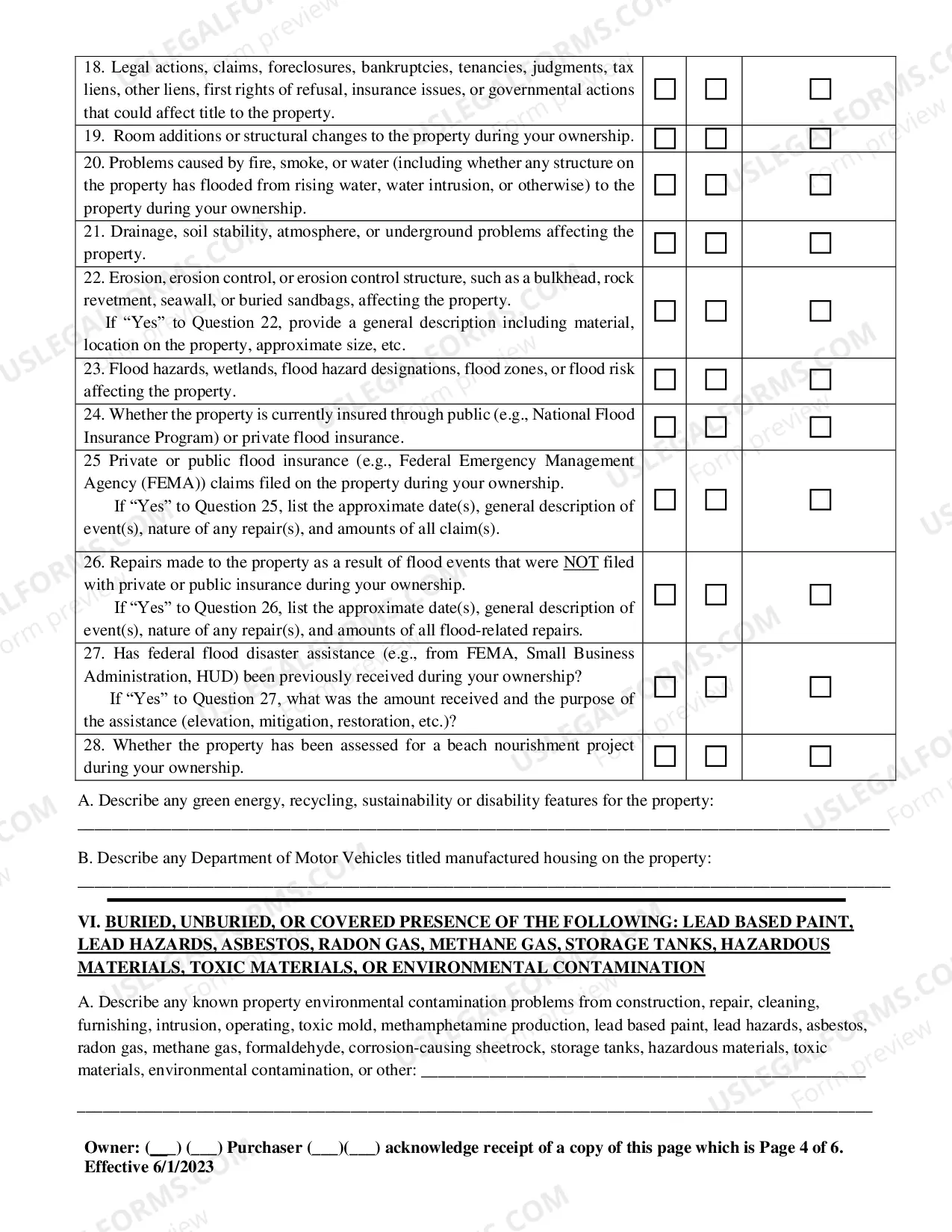 Preview Residential Real Estate Sales Disclosure Statement