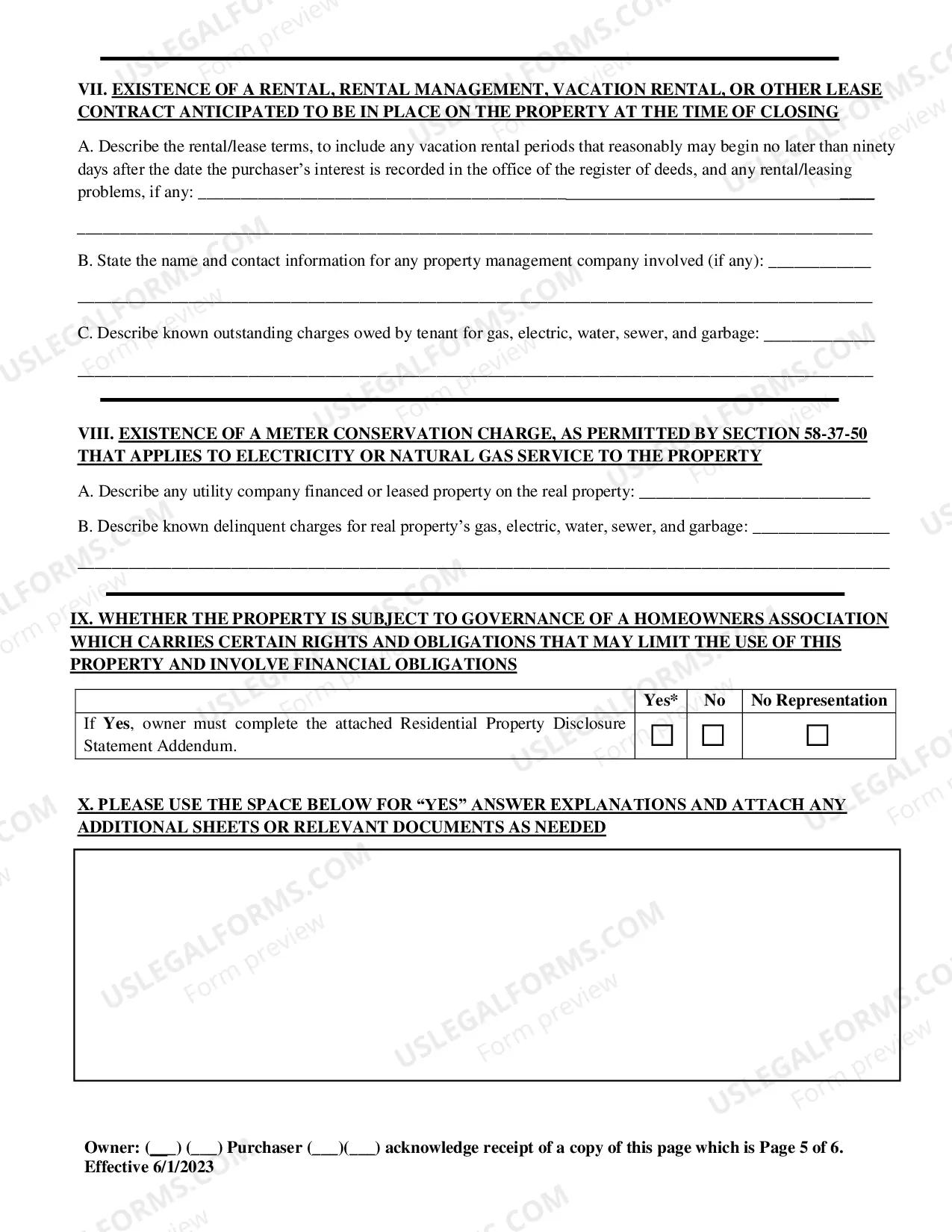 Preview Residential Real Estate Sales Disclosure Statement