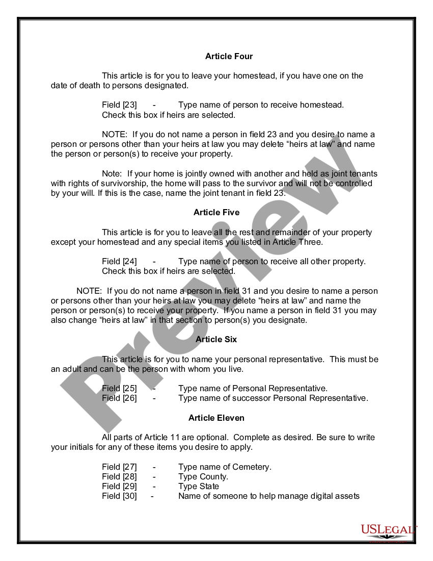 page 1 Mutual Wills containing Last Will and Testaments for Unmarried Persons living together with No Children preview