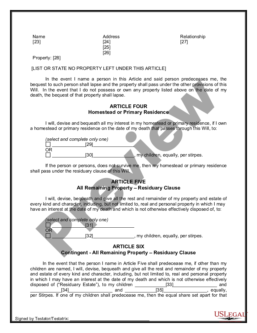 South Carolina Mutual Wills or Last Will and Testaments for Unmarried ...