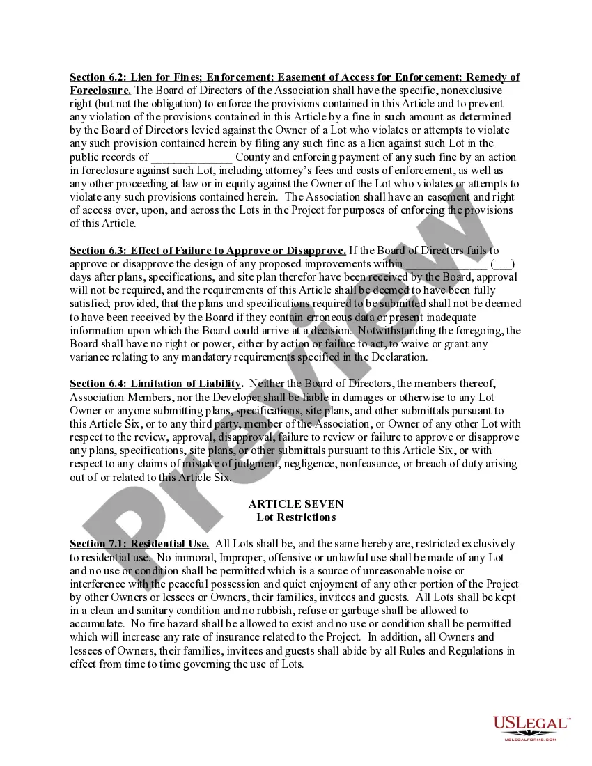 Preview Covenants and Restrictions