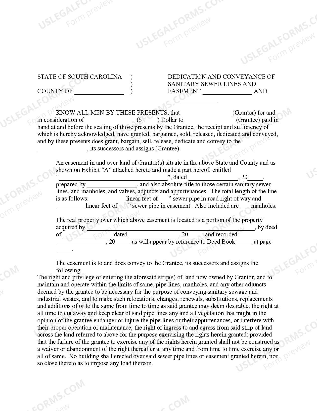 North Charleston South Carolina Dedication and Conveyance of Sanitary