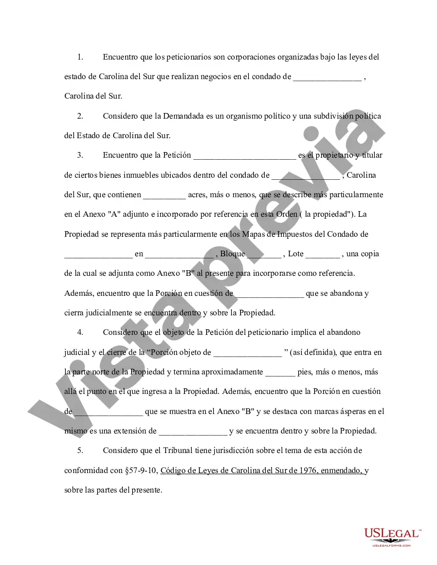 Preview Orden de consentimiento para abandono judicial y cierre de carretera