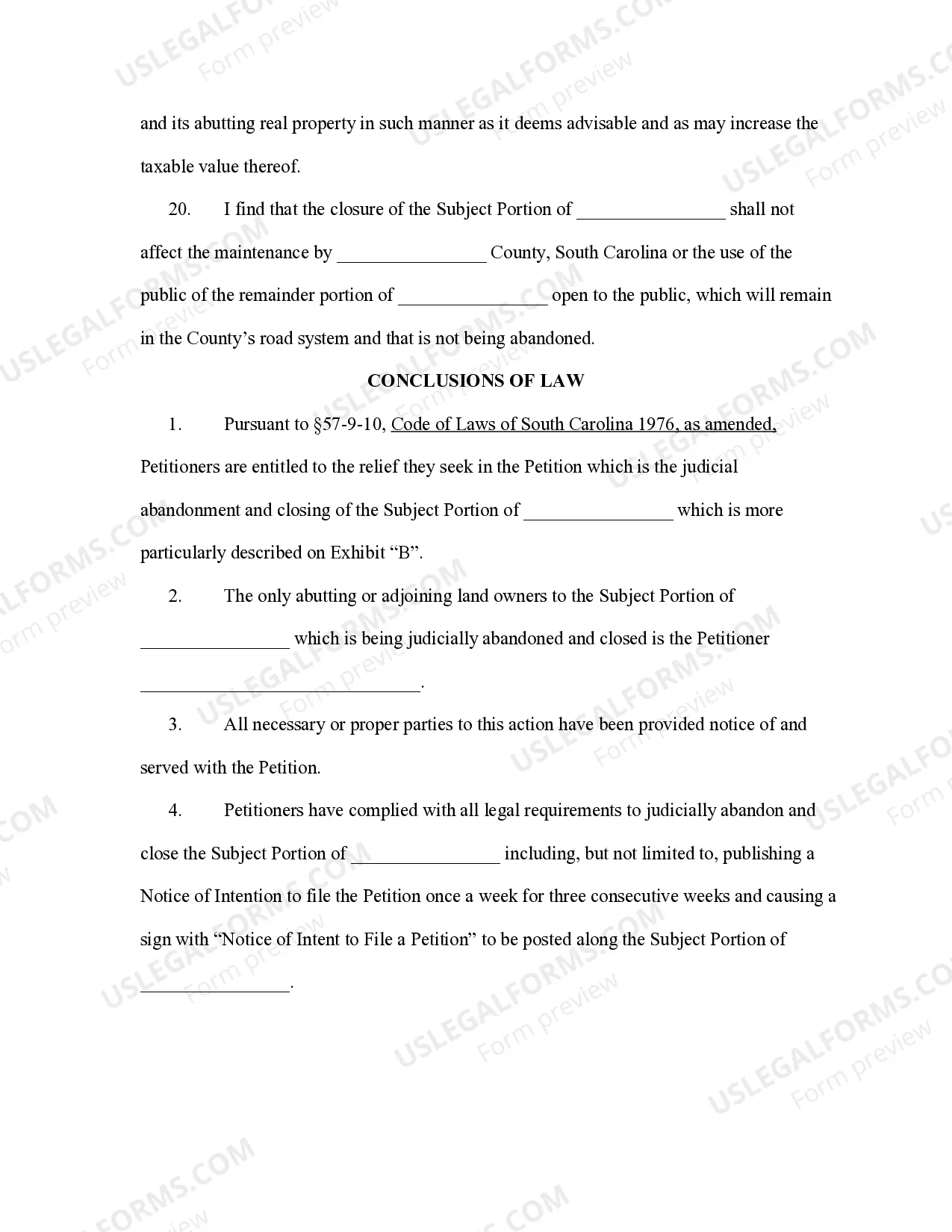 Preview Consent Order for Judicial Abandonment and Road Closure