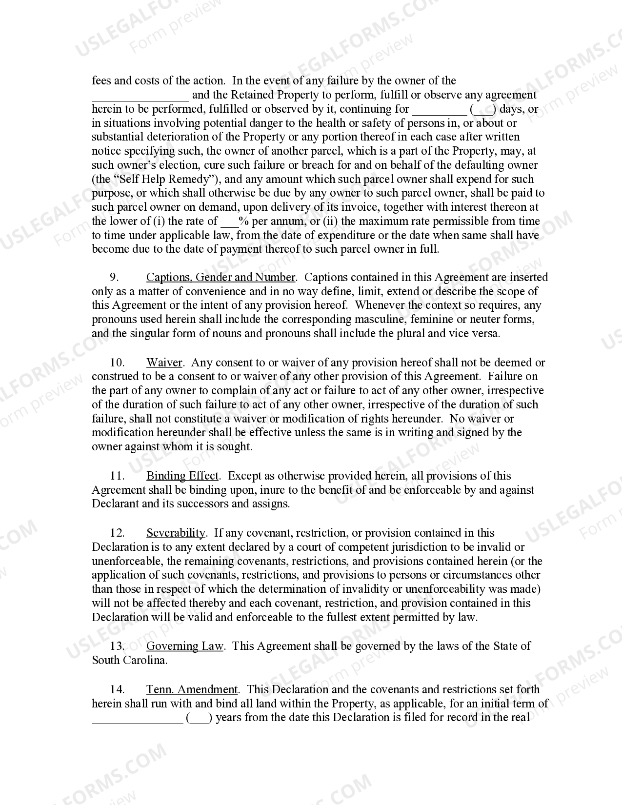 South Carolina Easements With Covenants And Restrictions US Legal Forms