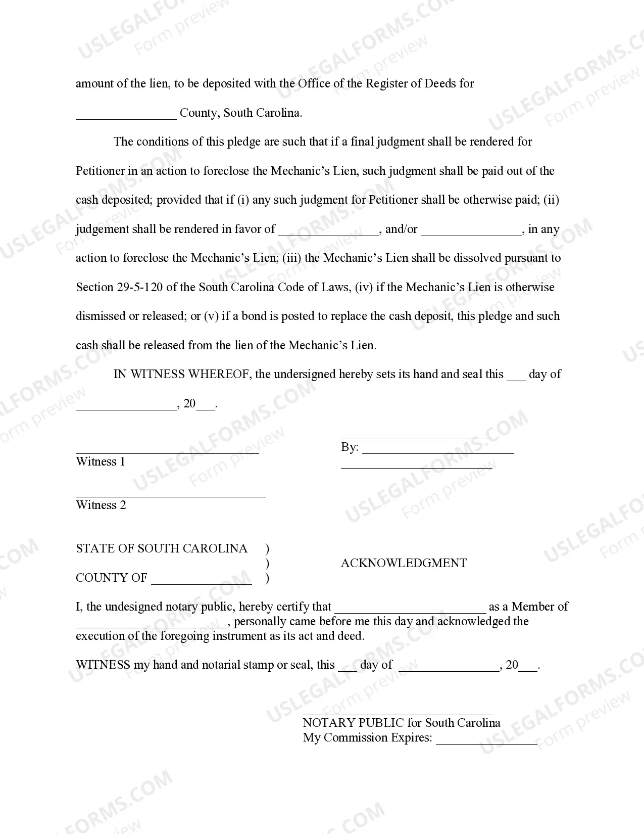 Preview Cash Bond to Discharge Mechanic's Lien