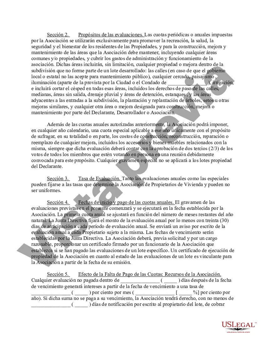 Preview Declaración de Convenios, Condiciones y Restricciones