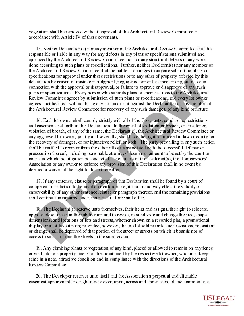 Preview Declaration of Covenants, Conditions and Restrictions
