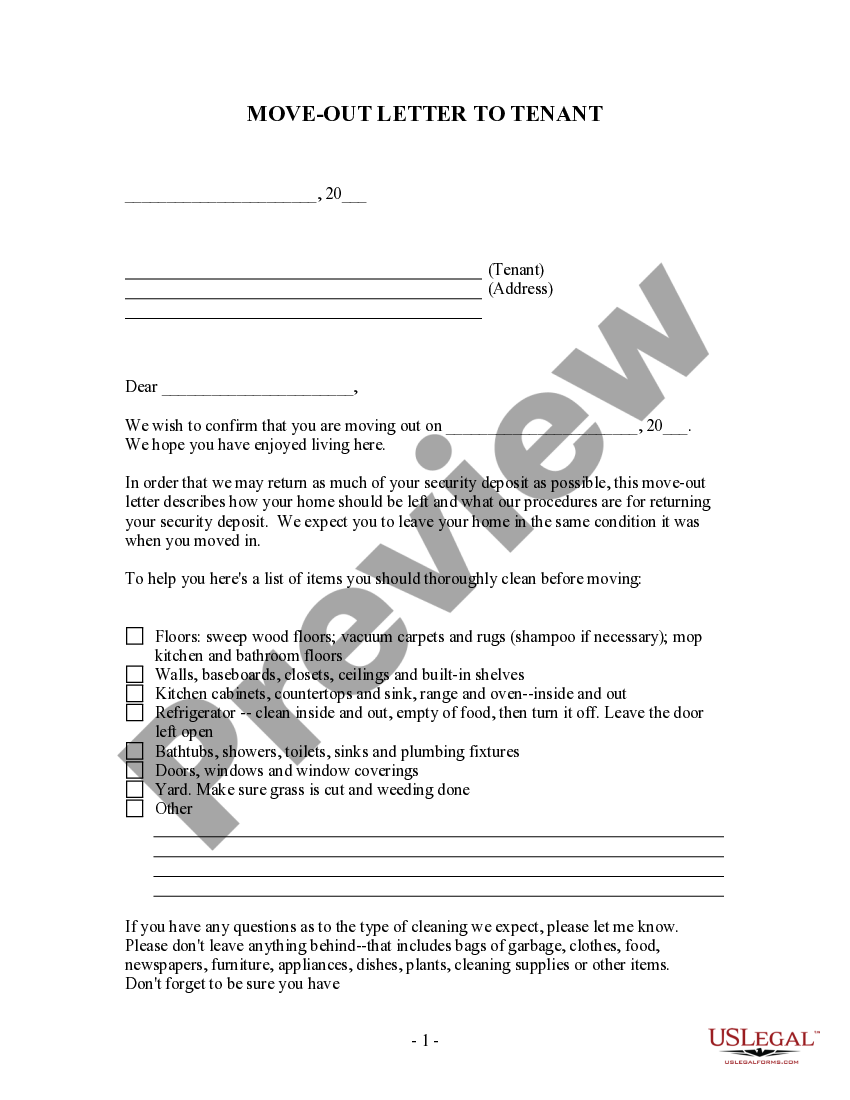 South Carolina Letter from Landlord to Tenant with Directions regarding