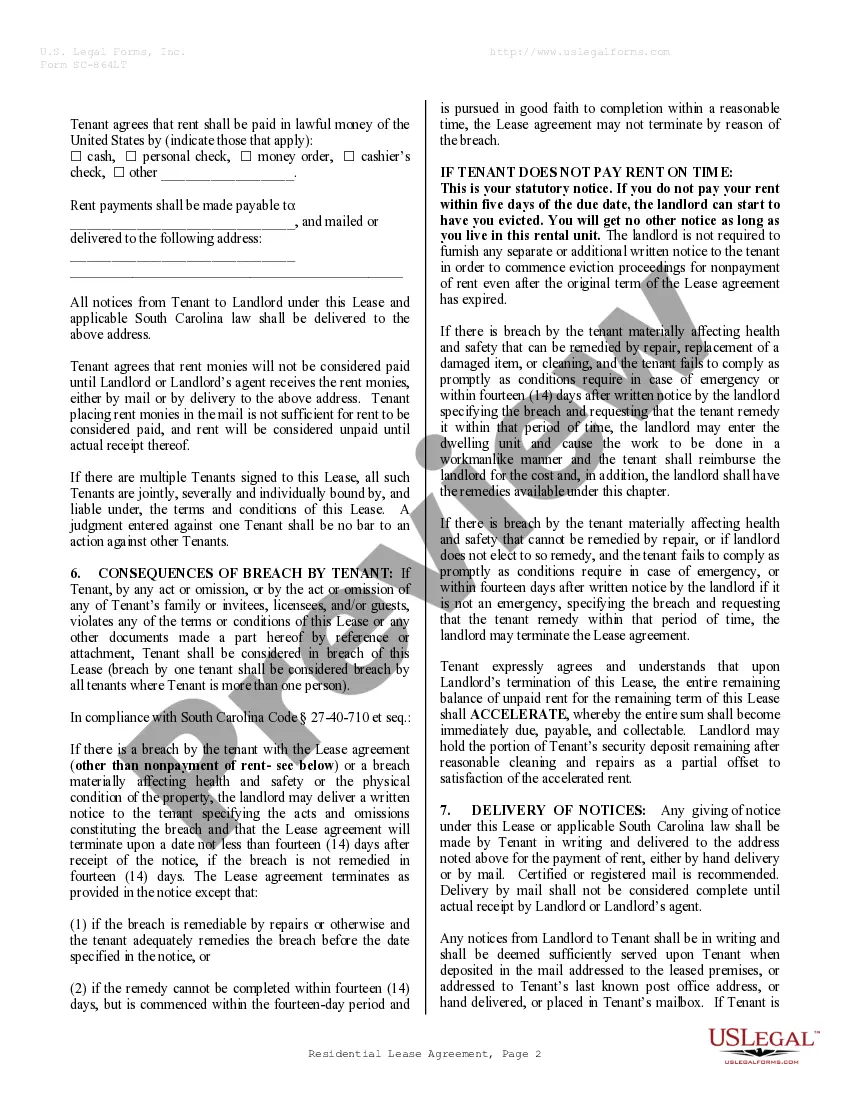 Preview Residential Rental Lease Agreement