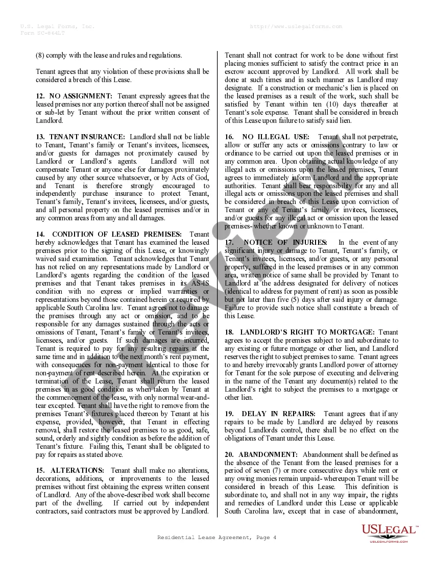 Preview Residential Rental Lease Agreement