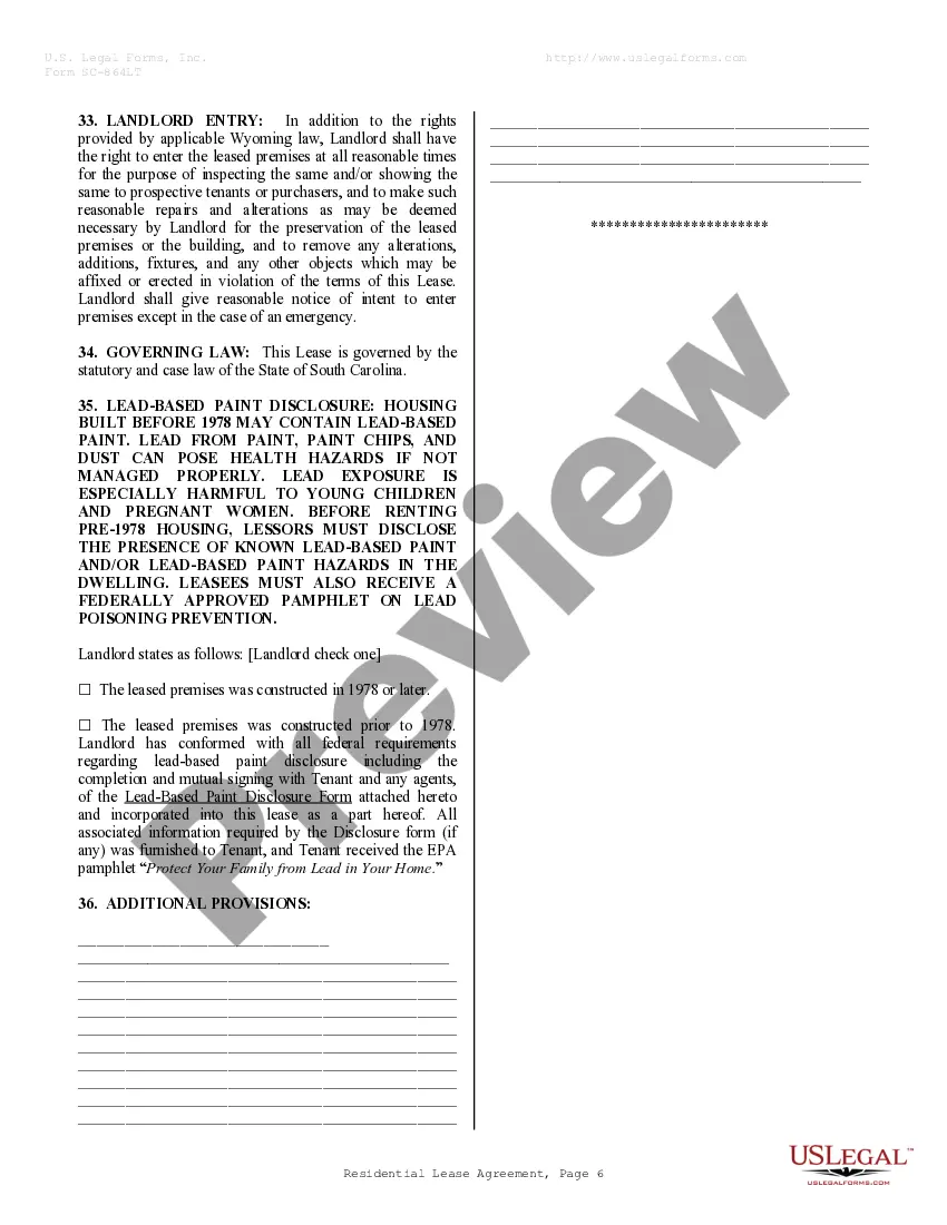 Preview Residential Rental Lease Agreement