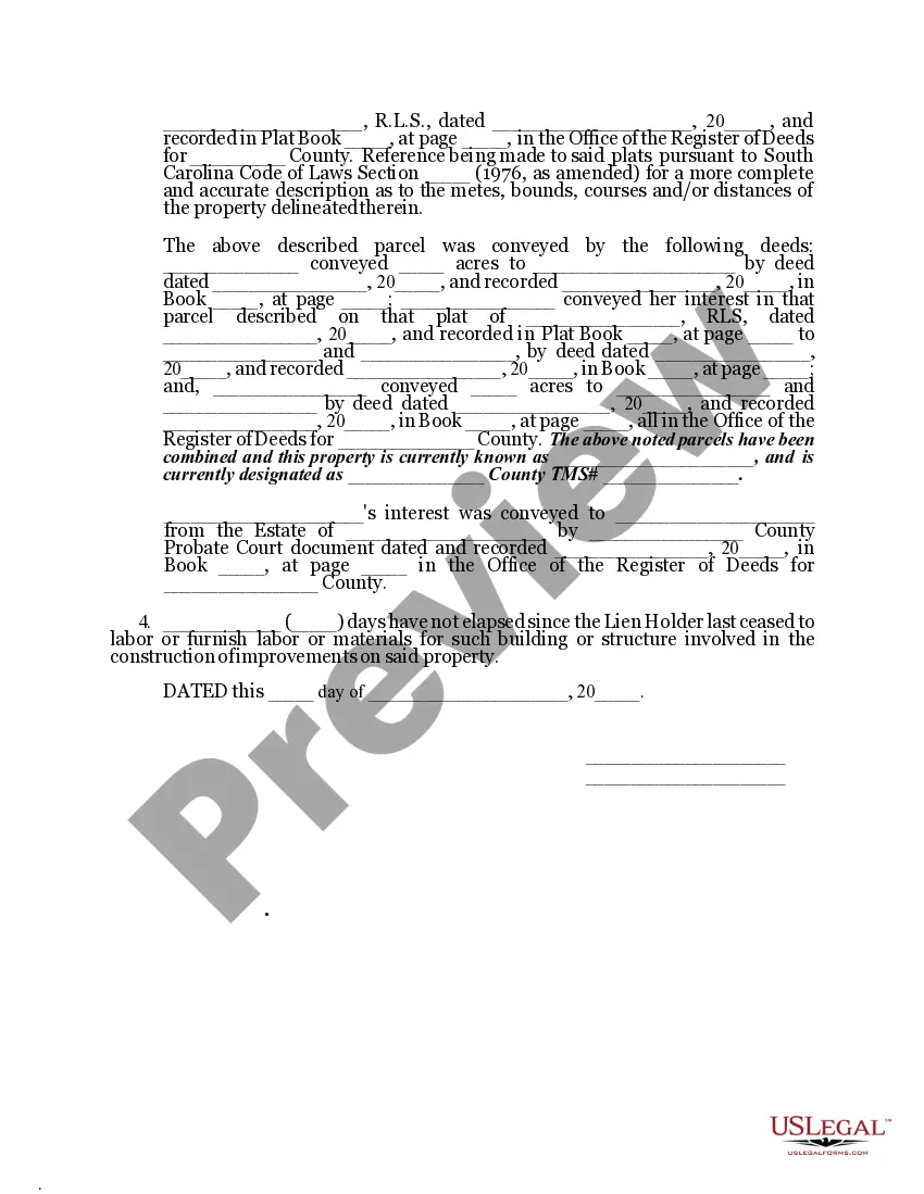 Get Notice and Certificate of Mechanic's Lien Preview Notice and Certificate of Mechanic's Lien