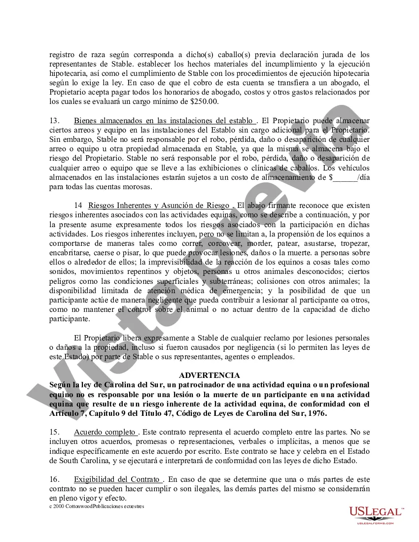 Preview Paquete de formularios equinos de caballos de Carolina del Sur