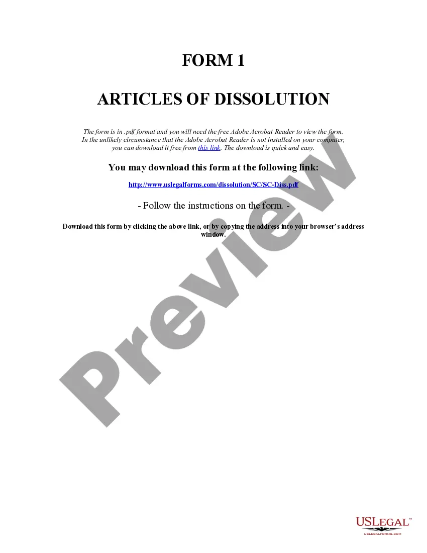 Get South Carolina Dissolution Package to Dissolve Corporation Preview South Carolina Dissolution Package to Dissolve Corporation
