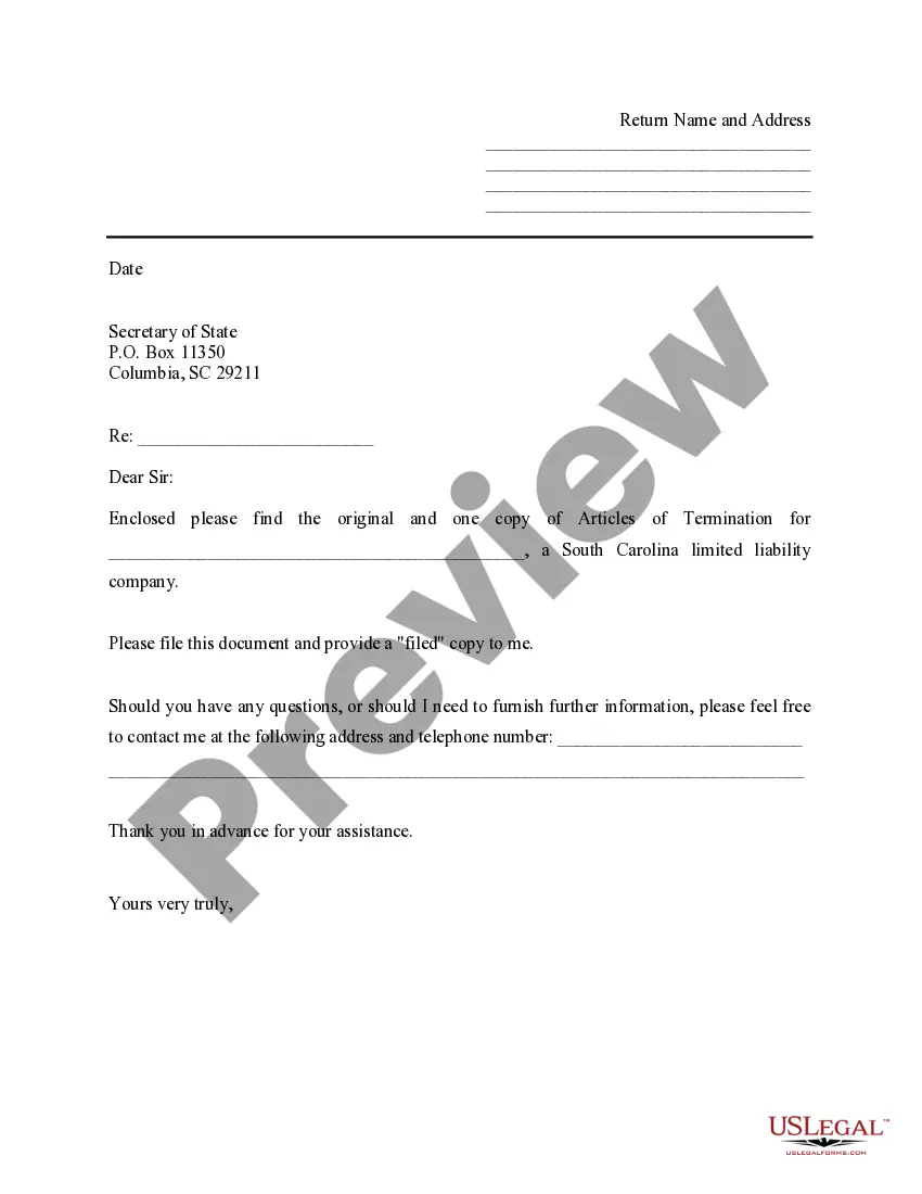 Get South Carolina Dissolution Package to Dissolve Limited Liability Company LLC Preview South Carolina Dissolution Package to Dissolve Limited Liability Company LLC